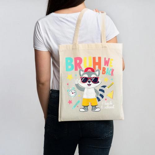 Bruh We Back Raccoon Back To School Canvas Tote Bag - Savourry