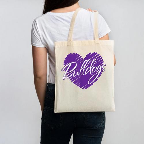 Bulldogs Heart Back To School Spirit P Canvas Tote Bag - Savourry