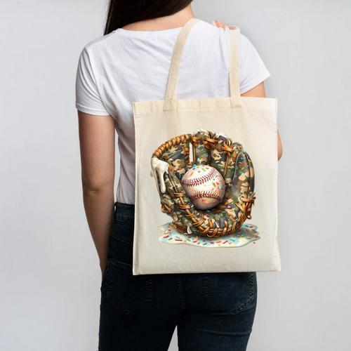 Camo Baseball Gloves Lifestyle 101 Apparel Drip Ice Cream Canvas Tote Bag - Sportilla
