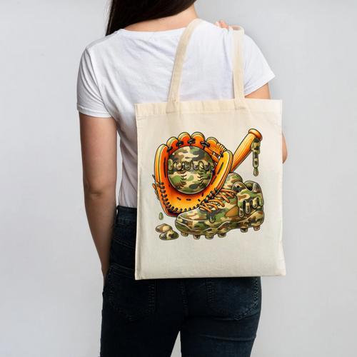 Camo Ice Cream Drip Baseball Stuff Baseball Drip Boys Canvas Tote Bag - Sportilla