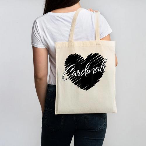 Cardinals Heart Back To School Spirit Canvas Tote Bag - Savourry