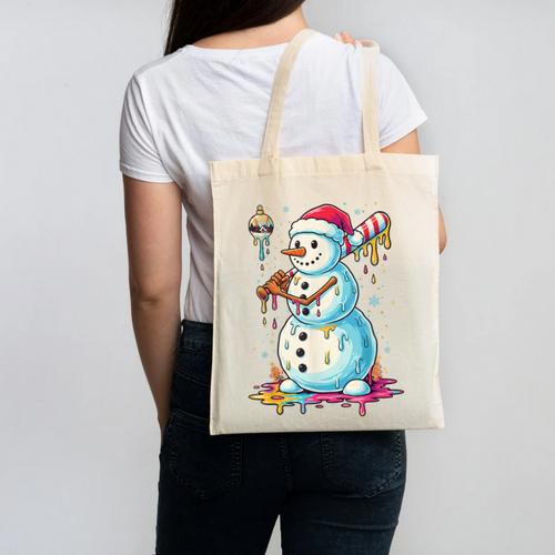 Christmas Baseball Snowman Drip For Boys Men Girls Women Canvas Tote Bag - Sportilla