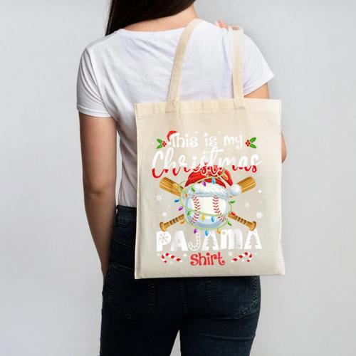 This Is My Christmas Pajama Shirt Baseball Xmas PJs Boys Men Canvas Tote Bag - Sportilla