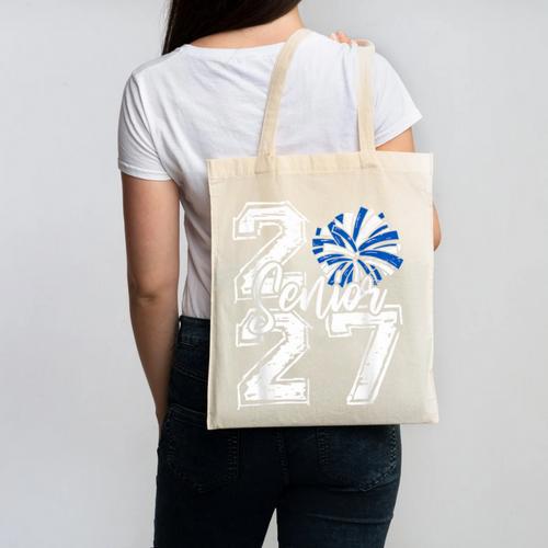 Class Of 2027 Cheer Blue Senior 2027 Back To School Canvas Tote Bag - Savourry
