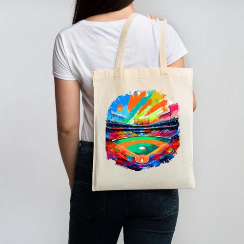 Colorful Baseball Field Home Run Baseball Player Fans Canvas Tote Bag - Sportilla