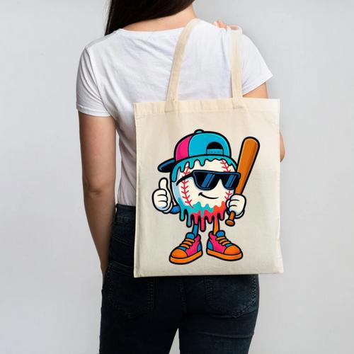 Cool Baseball Drip For Boys Ice Cream Drip Baseball Kids Canvas Tote Bag - Sportilla