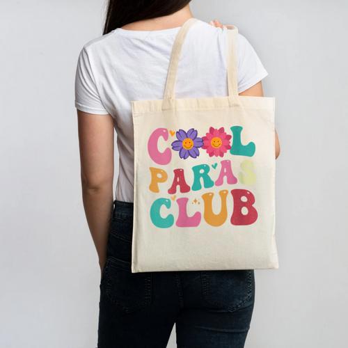Cool Paras Club Paraprofessional Groovy Back To School Canvas Tote Bag - Savourry