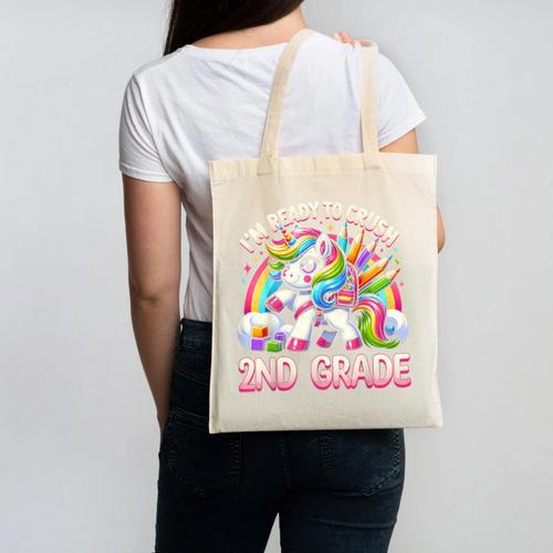 Crush 2nd Grade Girls Back To School Unicorn First Day Cute Canvas Tote Bag - Savourry