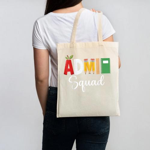 Cute Admin Squad Crew Team Back To School Office Staff Team Canvas Tote Bag - Savourry