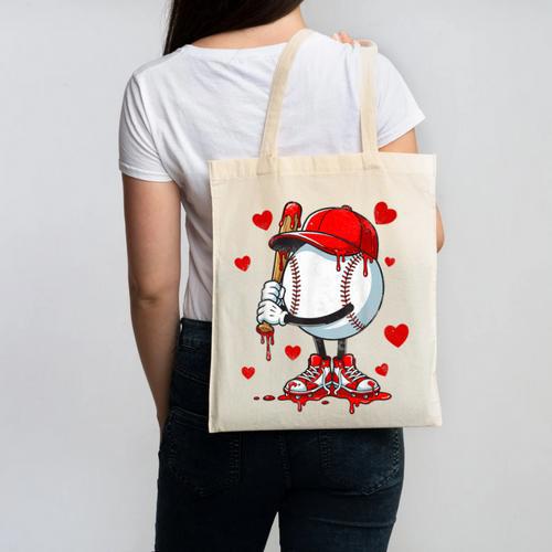 Cute Dripping Baseball Lover Valentines Day Boys Kids Canvas Tote Bag - Sportilla