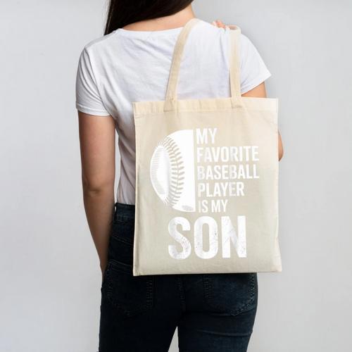 Cute Favorite Baseball Player Is My Son Women Men Canvas Tote Bag - Sportilla