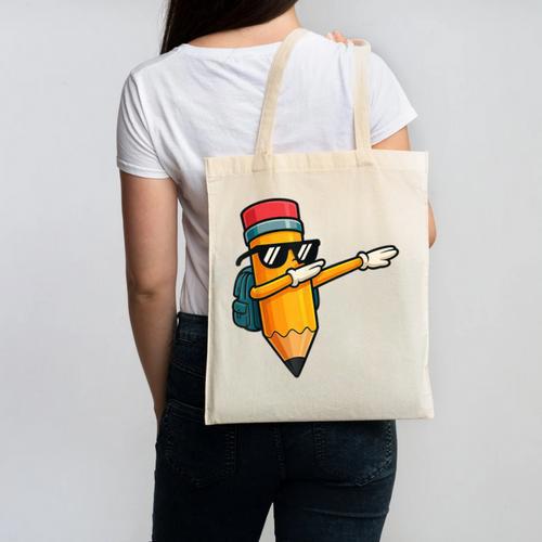 Dabbing Pencil Dancing Back To School First Day Student Boys Canvas Tote Bag - Savourry