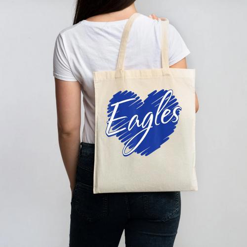 Eagles Heart Back To School Spirit B Canvas Tote Bag - Savourry
