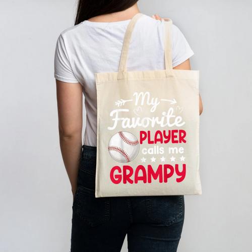 My Favorite Player Calls Me Grampy Baseball Grampy Canvas Tote Bag - Sportilla