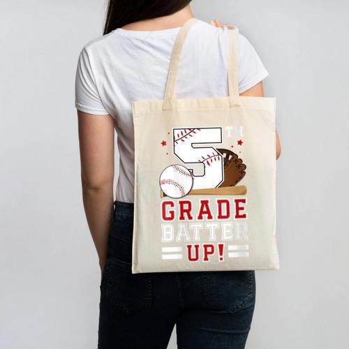 Fifth Grade Batter Up Baseball First Day Back To School Canvas Tote Bag - Savourry