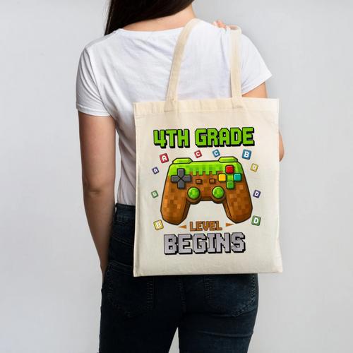 First Day Of 4th Grade Level Begins Back To School Boy Canvas Tote Bag - Savourry