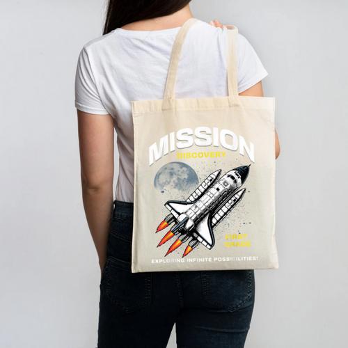 First Grade Back To School Space Rocket Astronaut Canvas Tote Bag - Savourry