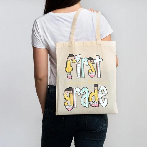First Grade Dream Team Pencil Back To School Boys Girls Canvas Tote Bag - Savourry