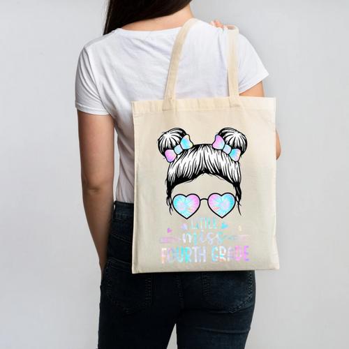 Fourth Grade Little Miss Back To School 4th Grade Little Canvas Tote Bag - Savourry