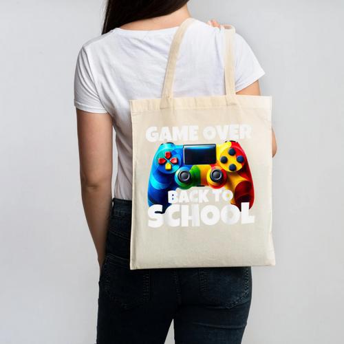 Game Over Back To School Gaming Controller Kids Gamer Canvas Tote Bag - Savourry