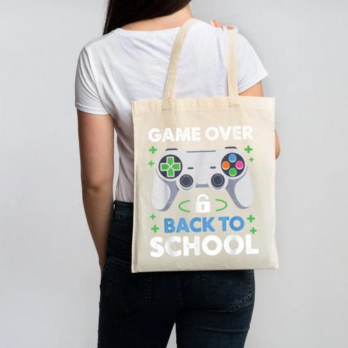 Game Over Back To School Kids First Day School Canvas Tote Bag - Savourry