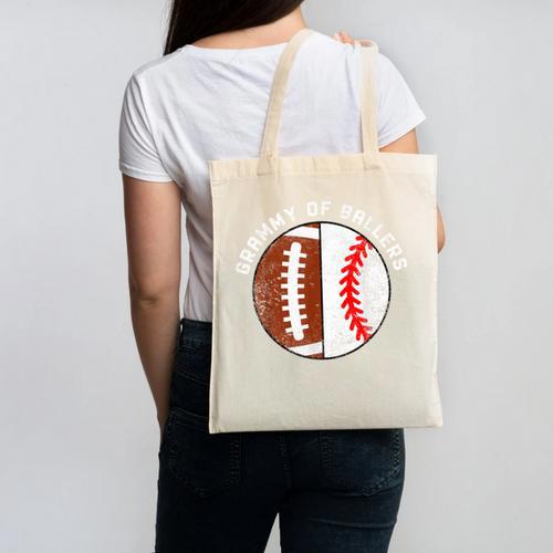 Grammy Of Ballers Football Baseball Grandma Grammy Canvas Tote Bag - Sportilla