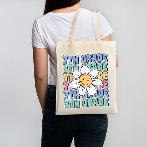 Groovy 7th Grade Back To School First Day Of Seventh Grade Canvas Tote Bag - Savourry