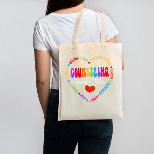 Groovy Counseling Dream Team Appreciation Back To School Canvas Tote Bag - Savourry