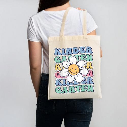 Groovy Kindergarten Back To School First Day Of Kindergarten Canvas Tote Bag - Savourry