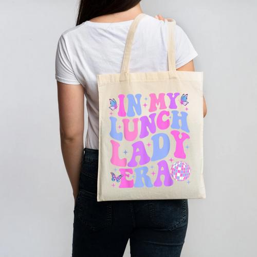 Groovy In My Lunch Lady Era Cafeteria Back To School Canvas Tote Bag - Savourry