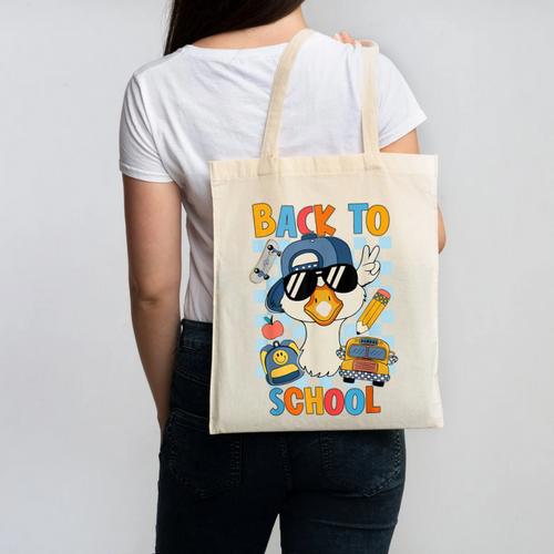 Happy First Day Of School Back To School Goose Boys Kids Canvas Tote Bag - Savourry