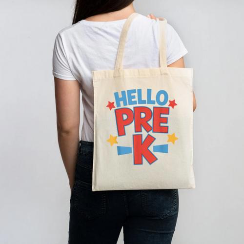 Hello Pre-K Preschool Squad Spider Back To School First Day Canvas Tote Bag - Savourry