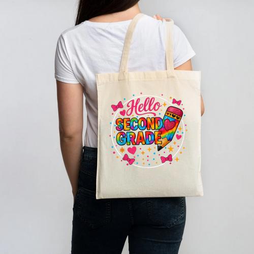 Hello Second Grade Tie Dye Pencil Back To School 2nd Grade Canvas Tote Bag - Savourry