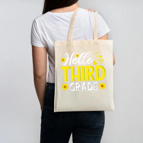 Hello Third Grade Sunflower 3rd Grade Vibes Back To School Canvas Tote Bag - Savourry