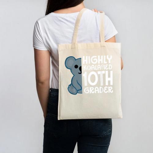 Highly Koalafied 10th Grader Koala Back To School Canvas Tote Bag - Savourry