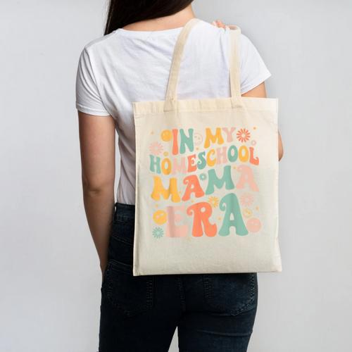 In My Homeschool Mama Era Retro Back To School Canvas Tote Bag - Savourry