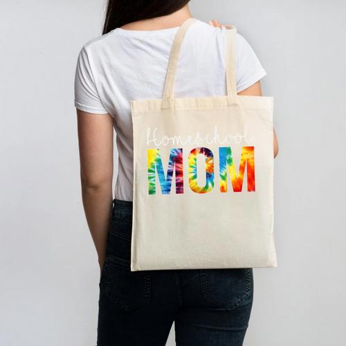 Homeschool Mom Tie Dye Back To School Day For Women For Work Canvas Tote Bag - Savourry