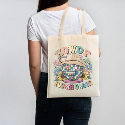 Howdy Fourth Grade Cowgirl Western 4th Grade Back To School Canvas Tote Bag - Savourry