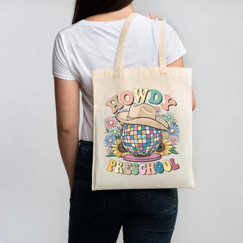 Howdy Preschool Cowgirl Country Western Pre-K Back To School Canvas Tote Bag - Savourry