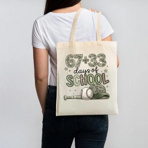 HUGvyn 6733 Days Of School Baseball 100 Days Camo Cap Boys Canvas Tote Bag - Sportilla