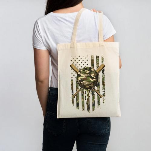 Ice Cream Baseball Drip For Boys Camo USA Flag Camouflage Canvas Tote Bag - Sportilla