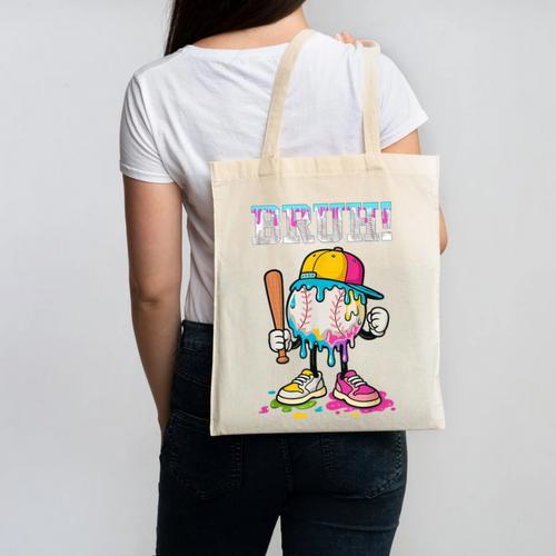 Ice Cream Drip Baseball Bruh Baseball Drip Boy Youth Canvas Tote Bag - Sportilla