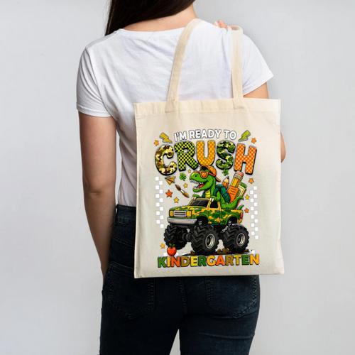 I'm Ready To Crush Kindergarten Back To School Monster Truck Canvas Tote Bag - Savourry