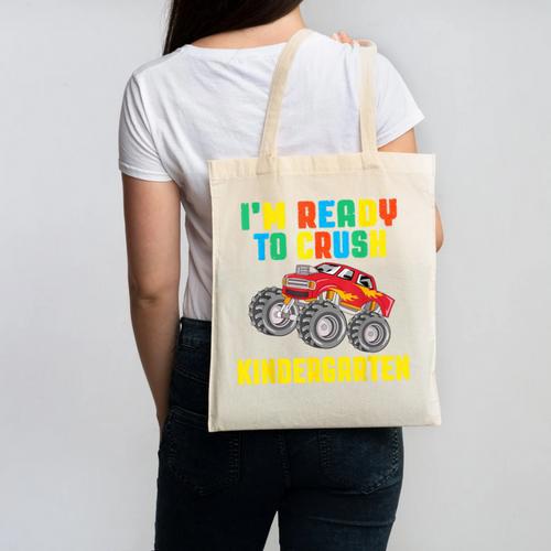 I'm Ready To Crush Kindergarten Dinosaur Back To School Boys Canvas Tote Bag - Savourry