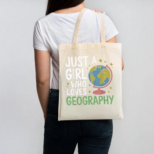 Just a Girl Who Loves Geography Back To School Kids Girls Canvas Tote Bag - Savourry