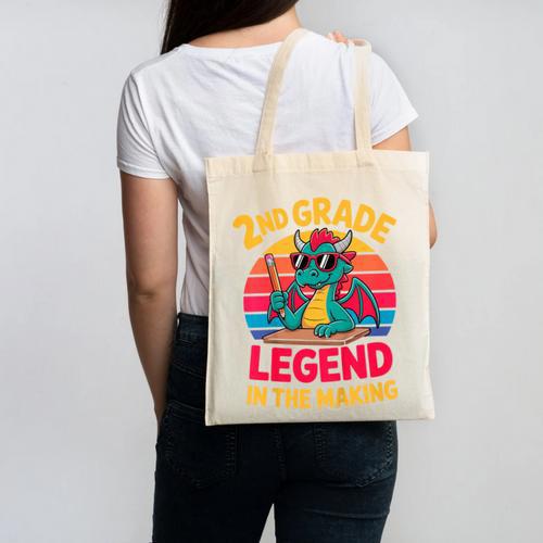 Kids 2nd Grade Dragon Boys Girls Back To School Canvas Tote Bag - Savourry