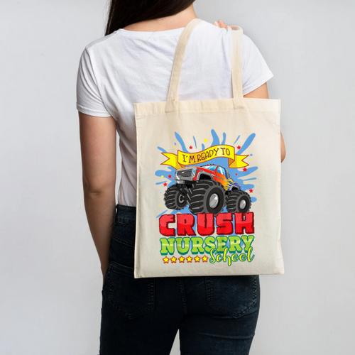 Kids Back To School Monster Truck Nursery Ready Crush First Day Canvas Tote Bag - Savourry