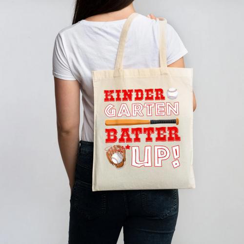 Kindergarten Batter Up Back To School Baseball Player Boys Canvas Tote Bag - Savourry