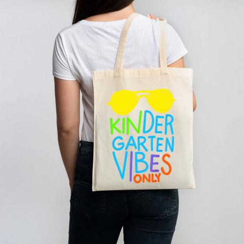 Kindergarten Vibes Only Glow Sunglasses Back To School Canvas Tote Bag - Savourry