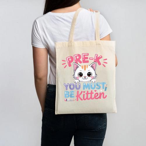 Kitten Back To School Girls Preschool Cat Lover Canvas Tote Bag - Savourry